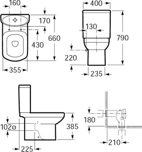 Чаша унитаза напольного Roca Dama Senso 7342517000