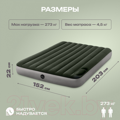 Надувной матрас Intex Downy Airbed 64763