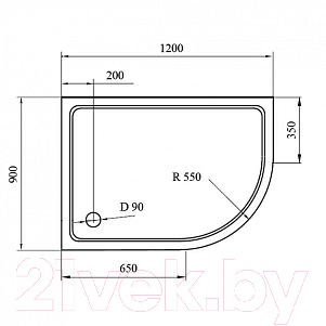 Душевой поддон Cezares TRAY-M-RH-120/90-550-35-W-R