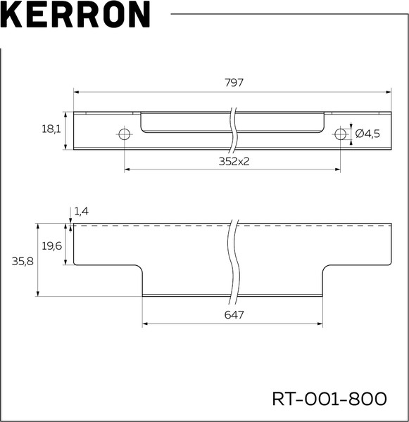 Ручка для мебели Kerron RT-001-800 BL