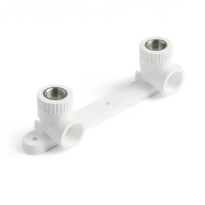 П/п отвод комб. двойной с креплением вр 20х1/2" белый pro aqua