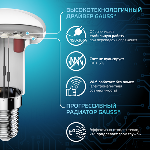 Лампа Gauss R39 4W 370lm 4100K Е14 / 106001204