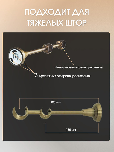 Карниз для штор Sundays Home Орсей 25мм+16мм двухрядный