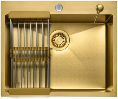 Кухонная мойка  600*500, коландер, дозатор gold decor