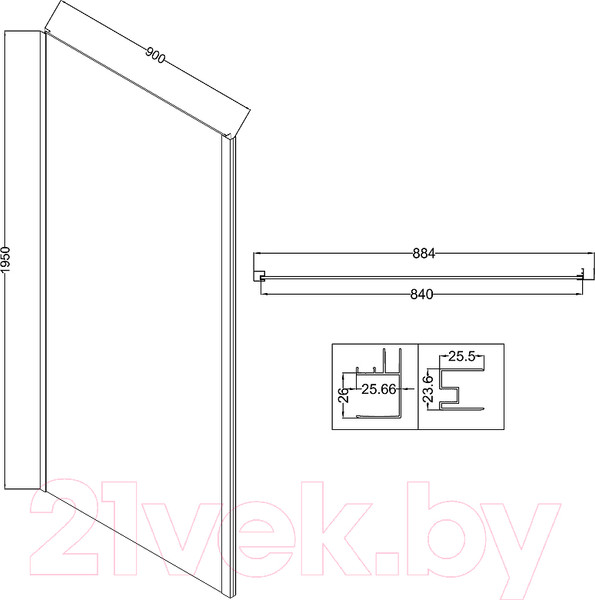 Душевая стенка Niagara Nova NG-A90SG-34 90х195