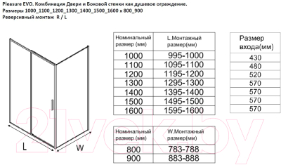 Душевой уголок Aquanet Pleasure Evo 100 / AE65-100x80-BT