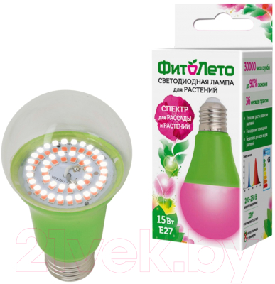 Лампа для растений Uniel LED-A60-15W/SPSB/E27/CL PLP30GR / UL-00004582