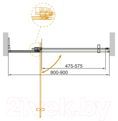 Душевая дверь Cezares SLIDER-B-1-80/90-GRIGIO-Cr