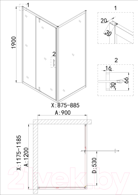 Душевая стенка Niagara NG-A90G 90x190