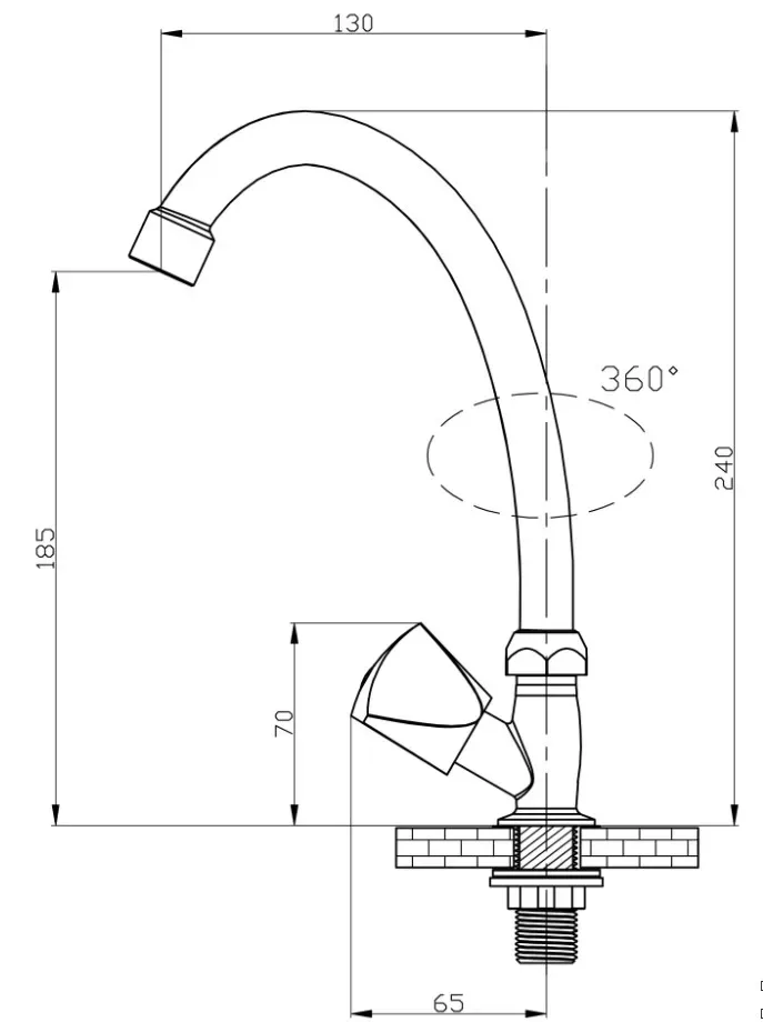 Смеситель для умывальника на одну воду sl119-270f(ц) рмс
