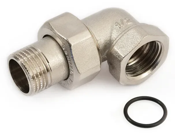 Соединитель латунный (американка) мр ду 20 (3/4") угловой никел. с упл. кольцом general fittings