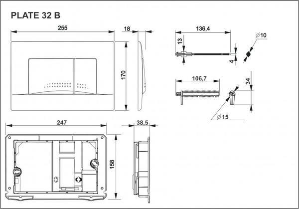Кнопка для инсталляции Roca Active 8901130B2