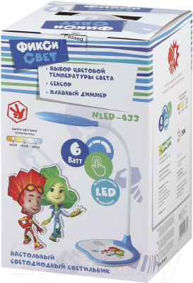 Настольная лампа ЭРА Фиксики NLED-433-6W-BU