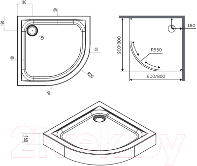 Душевой поддон AM.PM X-Joy W88T-205-080W
