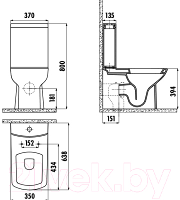Чаша унитаза напольного creavit lara lr360-11cb00e-0000