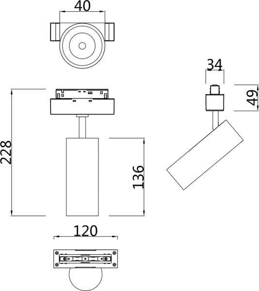 Трековый светильник Maytoni TR019-2-7W4K-B