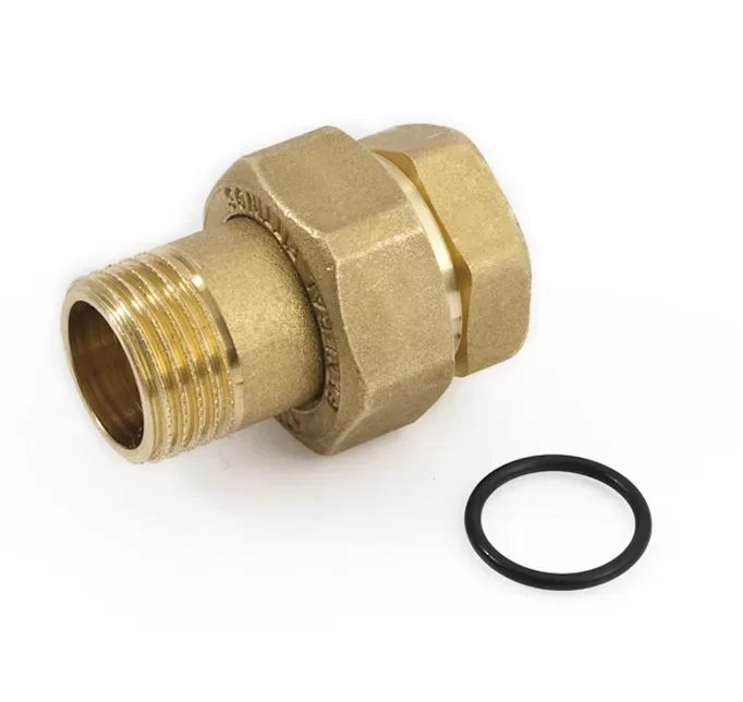 Соединитель латунный (американка) мр ду 15 (1/2") прямой с упл. кольцом general fittings