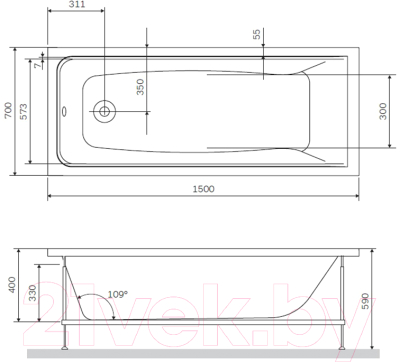 Каркас AM.PM Gem W90A-150-070W-R