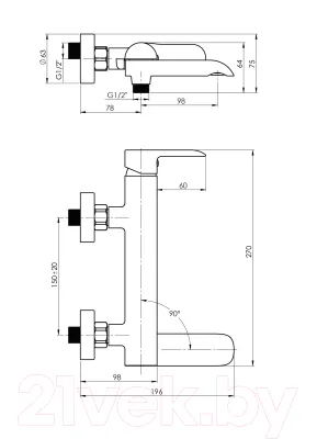 Смеситель Rubineta Ultra-10/K (BK) (SW) / U1KP68