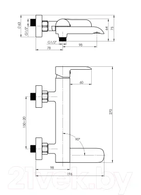 Смеситель Rubineta Ultra-10/K (BK) (SW) / U1KP68
