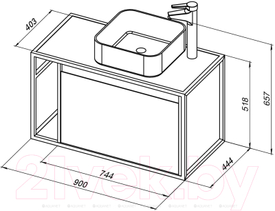 Тумба под умывальник Aquanet Nova Lite Loft 90 R / 261651