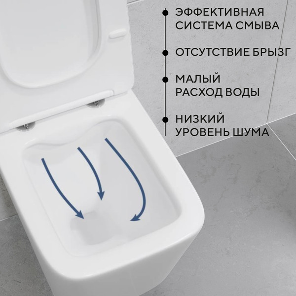 Унитаз подвесной Lauter Square с жестким сиденьем Soft Close / 214903