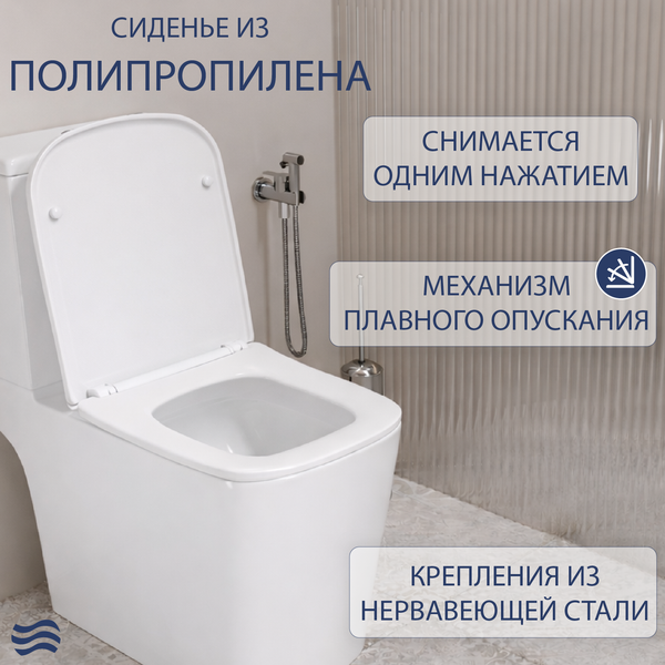 Унитаз напольный Lauter W09 P-TRAP с полипропиленовым сиденьем и микролифтом / 21900001