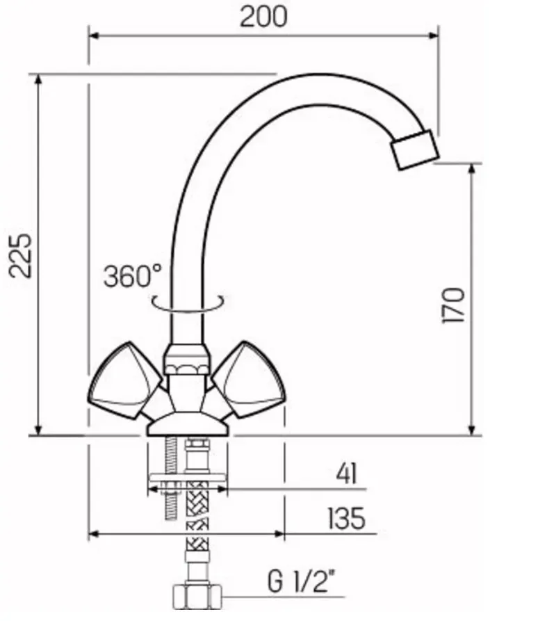 Смеситель для мойки 2 руч. sl119-271 (ц) рмс