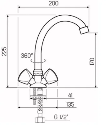 Смеситель для мойки 2 руч. sl119-271 (ц) рмс