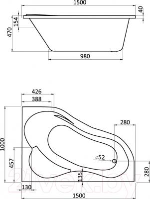 Ванна акриловая Santek Ибица 150x100 R