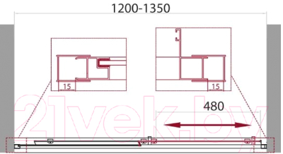 Душевая дверь BelBagno UNIQUE-BF-1-120/135-C-Cr