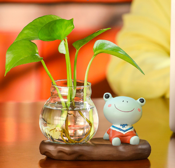 Ваза ILikeGift Sitting Frog гидропонная на подставке / 118P-013-02