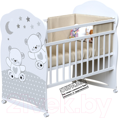 Детская кроватка VDK Funny Bears колесо-качалка и ящик