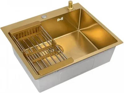 Кухонная мойка 500*500, коландер, дозатор gold decor
