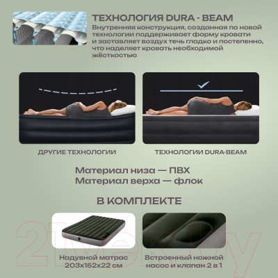 Надувной матрас Intex Downy Airbed 64763