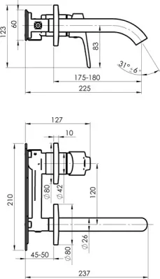 Смеситель Rubineta Torino-1F (BK) / PM0010