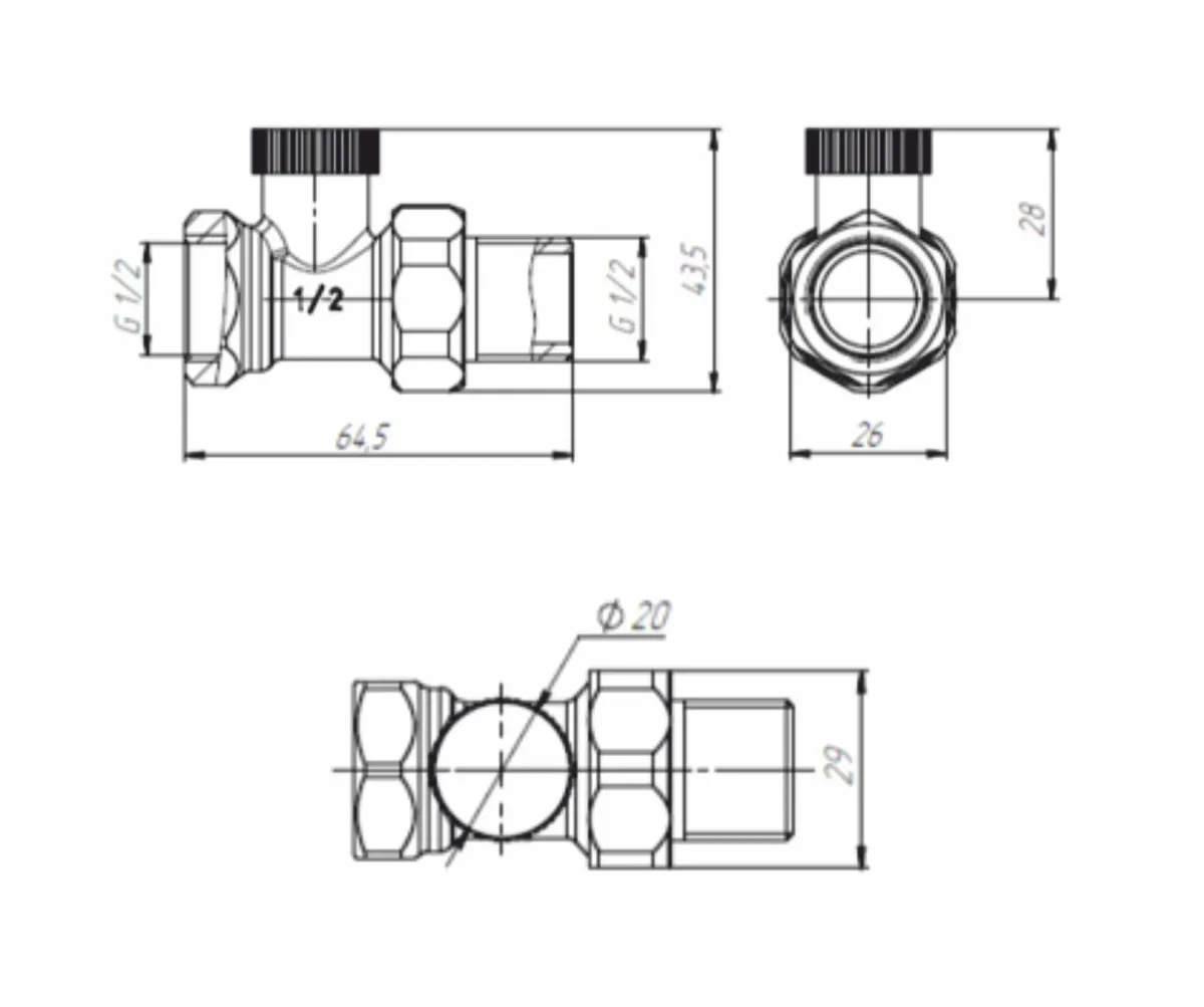 Клапан запорный прямой 1/2" тип тк-zр magnum