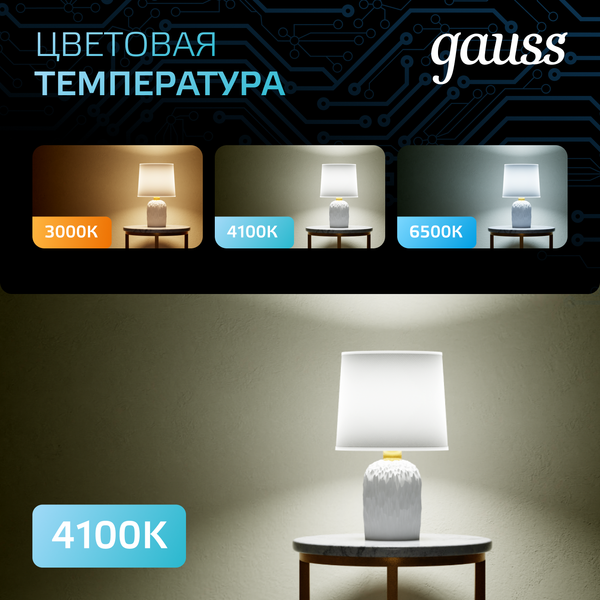 Лампа Gauss Свеча 9.5W 950lm 4100К E27 / 103102210