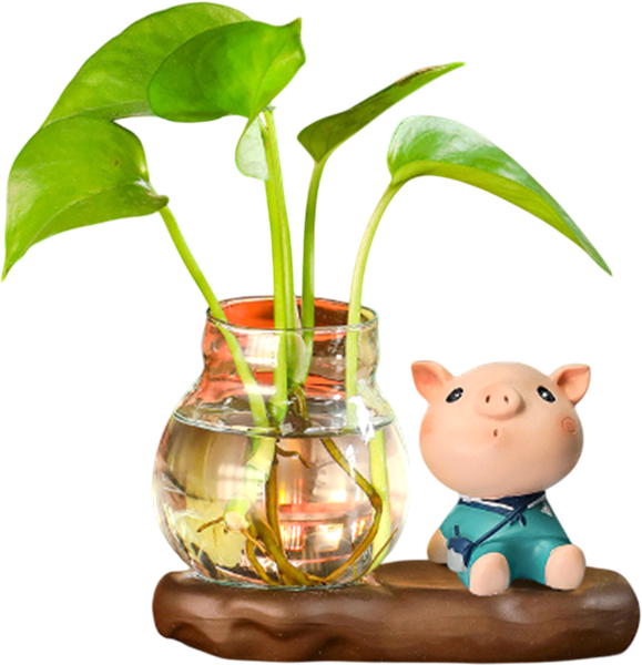 Ваза ILikeGift Sitting Pig гидропонная на подставке / 118P-013-04