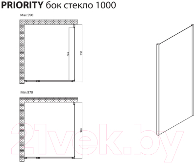 Душевая стенка Allen Brau Priority 3.31048.BBA / 294077