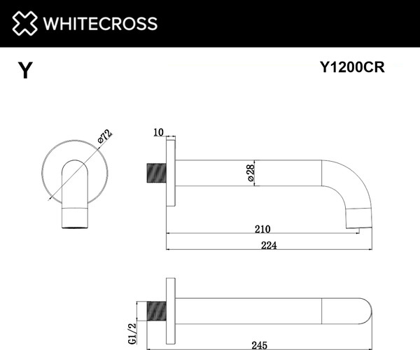 Излив для верхнего душа Whitecross Y1200CR