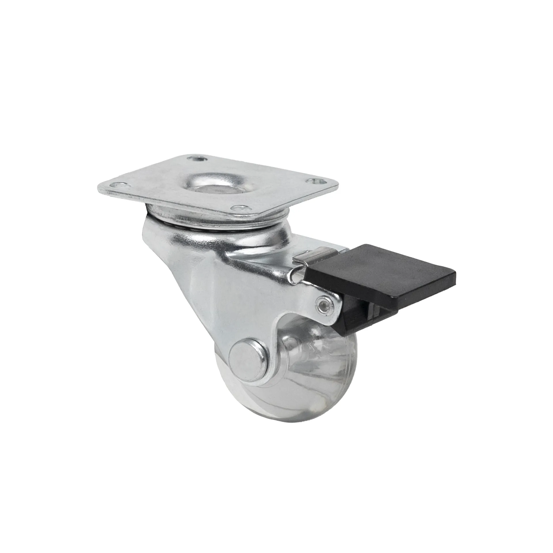 Колесо меб. CRYSTAL/2 d35 h51 с площадкой с торм., прозрачный AKS