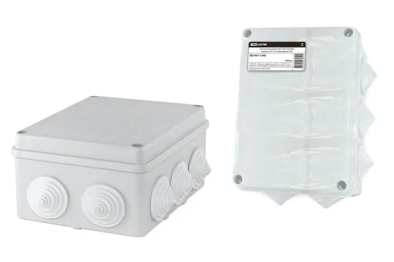 Коробка распаячная оп 150х110х70 мм крышка ip44 10 гермовводов. tdm