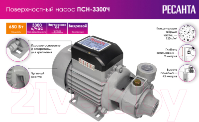 Поверхностный насос Ресанта ПСН-3300Ч