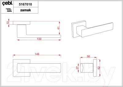 Ручка дверная Cebi Cube SQ PC35