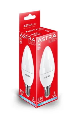Лампа светодиодная е14 c37-5w-4000k astra