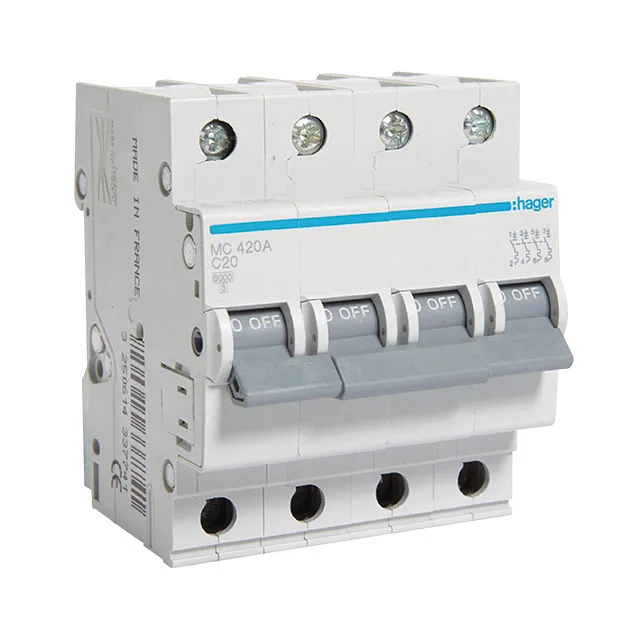 Автоматический выключатель hager, mc420a, 4p с 20a 6 кa