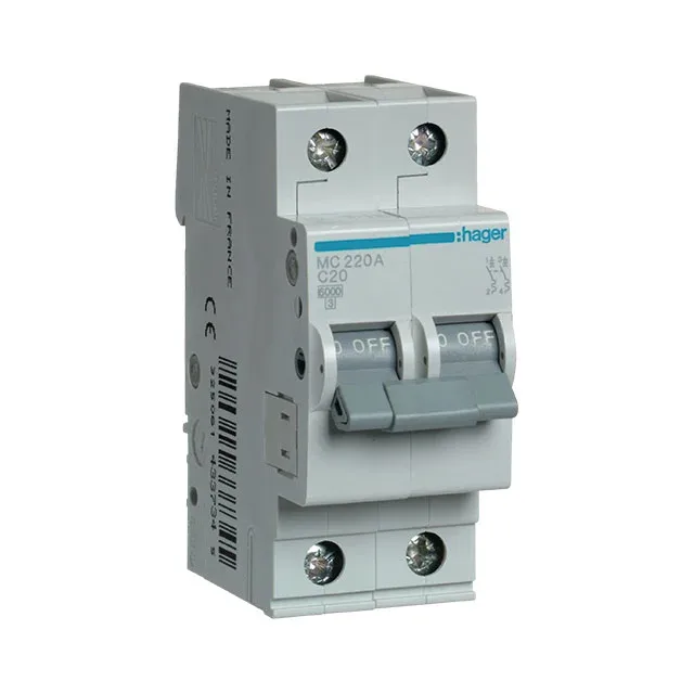 Автоматический выключатель hager, mc220a, 2p с 20a 6 кa