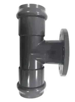 Тройник раструб/фл. нпвх сер. нап. с манж. ру 1,0 мпа ду 160/150х90* aquaviva