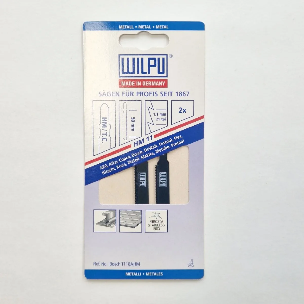Пилки для лобзика Wilpu HM11, 2 шт.
